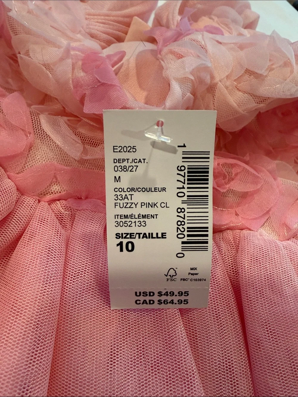 Girls' Pink Rosette Tulle Party Dress size 10